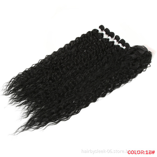 Best Selling Afro Kinky Curly Hair Bundles With Closure Synthetic Weave Synthetic Hair Extension Synthetic Braiding Hair
